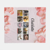 Florale Script Beste Moeder Ooit Foto Collage Fleece Deken (Voorkant (Horizontaal))
