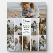 Florale Script Bonus Mama Aangepaste Foto Collage Fotoplaat (Voorkant)