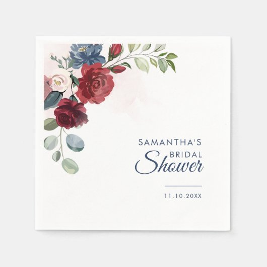 Florale Script Huwelijksfeest Papieren Servetten (Voorkant)