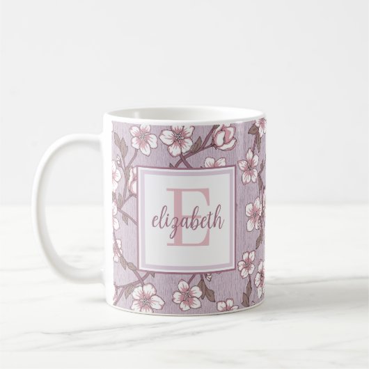 Florale Script Monogrammokerkop – Gepersonaliseerd Koffiemok (Links)