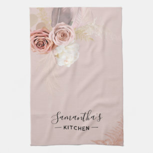 Florale Script Terracotta Persoonlijk Theedoek