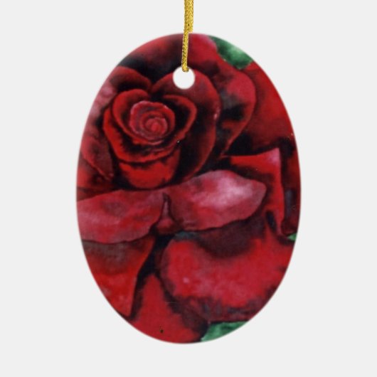 Florale sierbloem "Red, Red Rose" Keramisch Ornament (Voorkant)