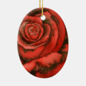 Florale sierbloem "Red, Red Rose" Keramisch Ornament (Achterkant)