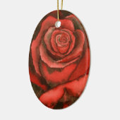 Florale sierbloem "Red Rose #3" Keramisch Ornament (Links)