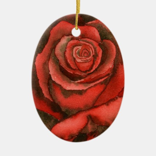 Florale sierbloem "Red Rose #3" Keramisch Ornament (Voorkant)
