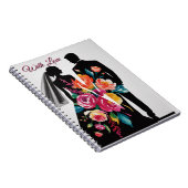 Florale Silhouet | Modern Bruid & Bruidegom Kunst Notitieboek (Rechterzijde)