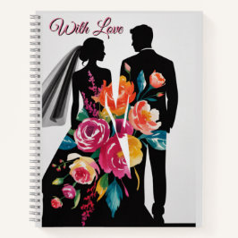 Florale Silhouet | Modern Bruid & Bruidegom Kunst Notitieboek