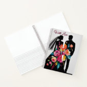 Florale Silhouet | Modern Bruid & Bruidegom Kunst Notitieboek (Binnen)