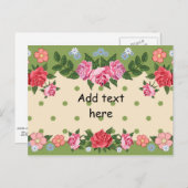  florale sjabloon, klaar om te personaliseren briefkaart (Voorkant / Achterkant)