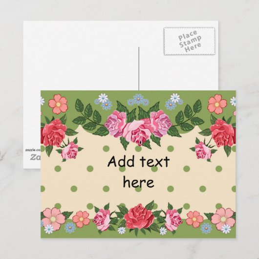  florale sjabloon, klaar om te personaliseren briefkaart (Voorkant / Achterkant)