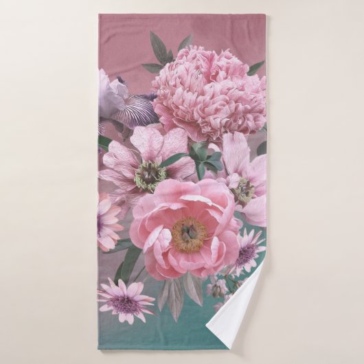 Florale sjabloon. Mooie bloemen pinda's en iri Badhanddoek (Badhanddoek)