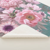 Florale sjabloon. Mooie bloemen pinda's en iri Sherpa Deken (3/4)