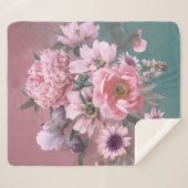 Florale sjabloon. Mooie bloemen pinda's en iri Sherpa Deken (Voorkant (horizontaal))