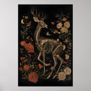 Florale Skelet Herten Botanische Kunst Printbare, Poster