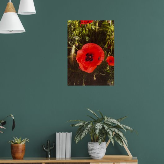 Florale Slaapster van de Klaproos – Fantasievolle  Poster (Woonkamer 1)