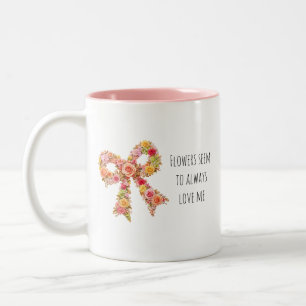Florale strik koffiemok Cute botanische cadeau Tweekleurige Koffiemok