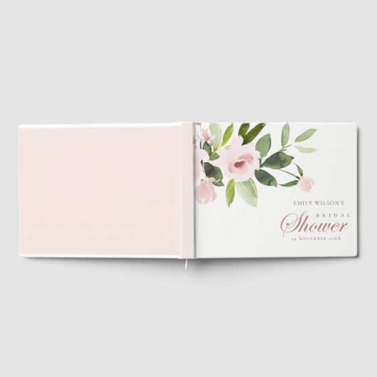 FLORALE SUBTIELE ZACHTE ROZE ROOS BRUIDSSHOWER GASTENBOEK (Volledig)