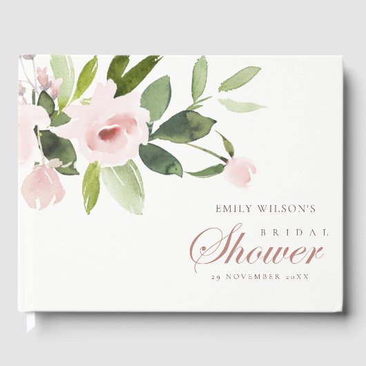 FLORALE SUBTIELE ZACHTE ROZE ROOS BRUIDSSUITE GASTENBOEK (Voorkant)