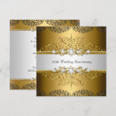 Florale Swirl 50ste huwelijksjubileum Uitnodiging  (Voorkant / Achterkant)