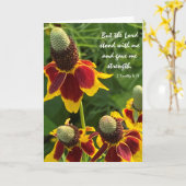 Florale sympathie, Scripture Verse over de kracht  Kaart (Gele Bloem)