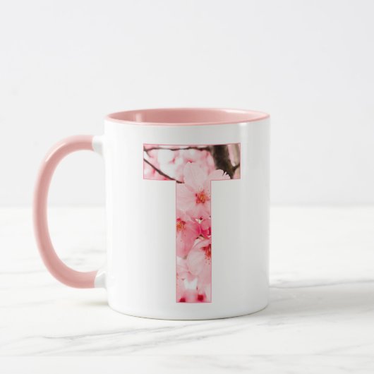 Florale T Initialen Mok | Gepersonaliseerde Naam & (Links)
