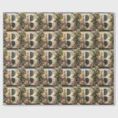 Florale teddybeer letter B Cadeaupapier (Vlak)
