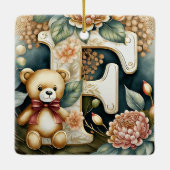 Florale teddybeer letter F Keramisch Ornament (Achterkant)