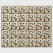 Florale teddybeer letter S Cadeaupapier (Vlak)