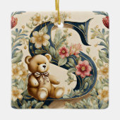 Florale teddybeer letter S Keramisch Ornament (Voorkant)