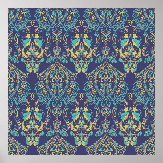 Florale textuur. Damask naadloos patroon. Poster (Voorkant)