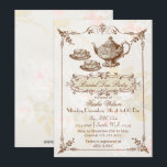 florale theepartij Vrijgezellenfeest Invites Kaart<br><div class="desc">Romantische bloemen roze en grijs accent  Tea Party Rustic Vrijgezellenfeest Invites</div>