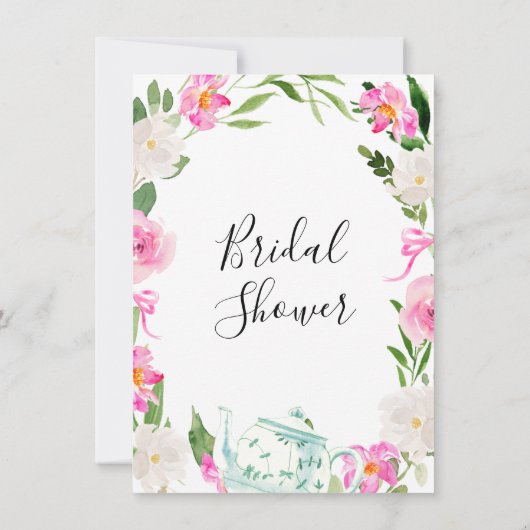 Florale theetheebridale Shower Uitnodiging (Achterkant)