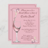 "Florale Toast", Roze Rozen Bruidsmeisjesfeest Kaart (Voorkant / Achterkant)