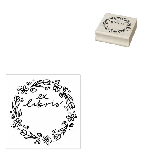 florale tulp ex libris boekstempel rubberstempel (Gestempeld)