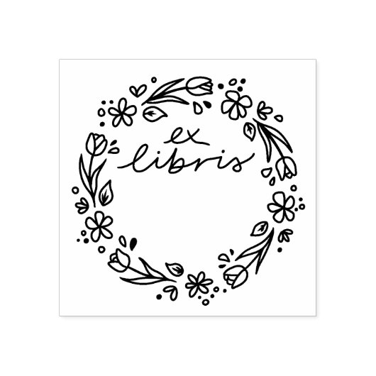 florale tulp ex libris boekstempel rubberstempel (Afrduk)