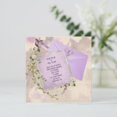 florale twig over bruiloft - uitnodiging met envel (Staand voorkant)