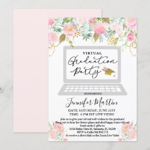 Florale uitnodiging voor Virtual Graduation Party