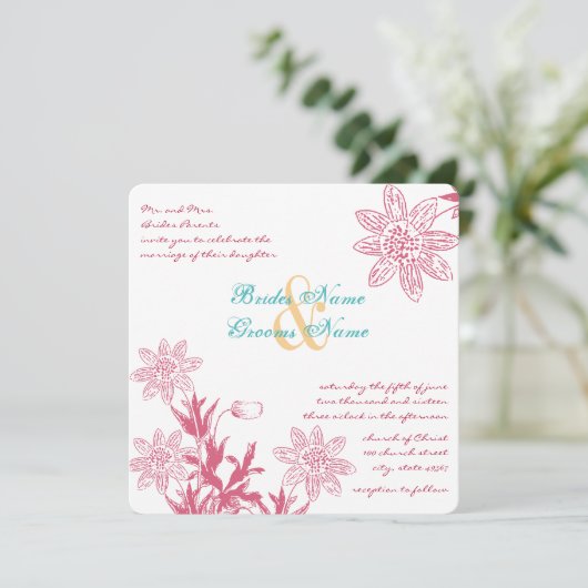 Florale uitnodigingen voor het Honeysuckle Spring  (Staand voorkant)