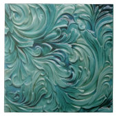 Florale Victoriaans Zwemelen Groene Organische Pat Tegeltje (Voorkant)