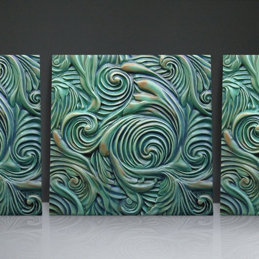 Florale Victoriaans Zwemelen Groene Organische Pat Tegeltje