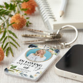 Florale viering van de blauwe marine Gift Sleutelh Sleutelhanger (Voorkant Rechts)