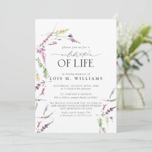 Florale viering van het leven in wilde bloemen kaart (Staand voorkant)