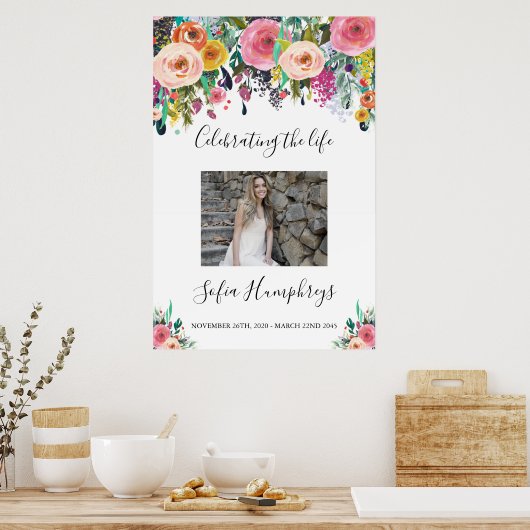 Florale viering van het Welkomstteken van het Leve Poster (Keuken)