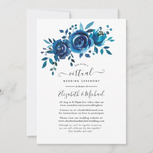 Florale virtuele bruiloft rond zee en witte Waterv Kaart (Voorkant)