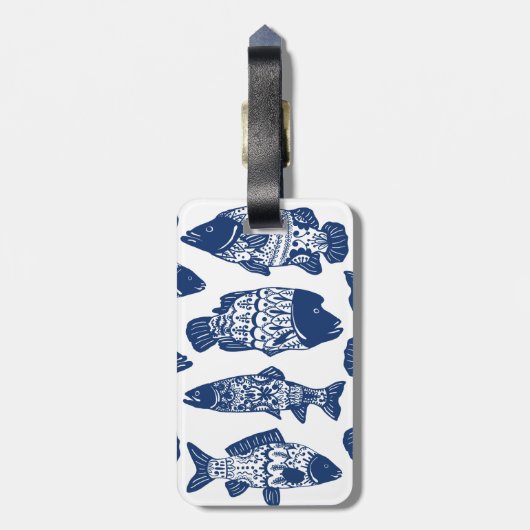 Florale vis van de zeemacht bagagelabel (Achterkant verticaal)