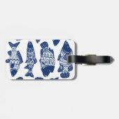 Florale vis van de zeemacht bagagelabel (Achterkant horizontaal)