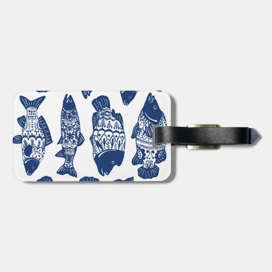 Florale vis van de zeemacht bagagelabel (Achterkant horizontaal)