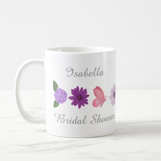Florale & Vlinder Bruiloftsfeest, Aangepaste Naam Koffiemok (Links)