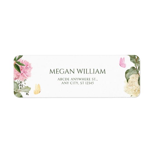 Florale vlinder etiket (Voorkant)