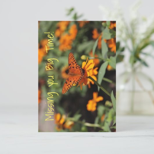 florale vlinder mist je kaart (Staand voorkant)